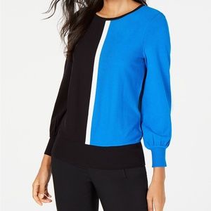New Alfani Colorblock Pullover Crewneck Sweater